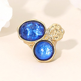 Abstract Chunky Stone Textured Stretch Ring