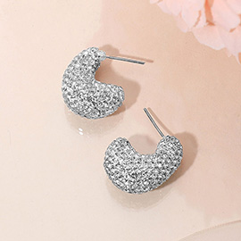 Bling Studded Small Chunky Teardrop Hoop Earrings