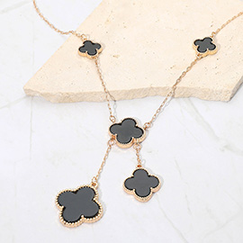 Layered Quatrefoil Drop Pendant Necklace