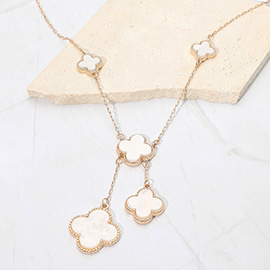 Layered Quatrefoil Drop Pendant Necklace