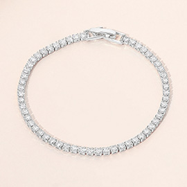 White Gold Dipped Elegant Tennis Chain Bracelet
