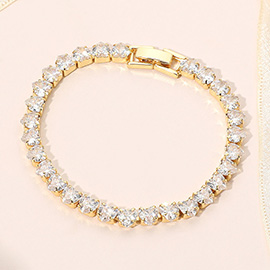 18K Gold Dipped Elegant Heart Tennis Chain Bracelet