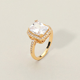 Square Cut CZ Halo Ring