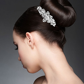 Vintage Rhinestone Embellished Floral Filigree Hair Comb