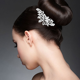 Rhinestone Embellished Flower Center Branch Hair Comb