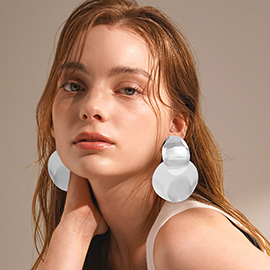 Oversized Layered Oval Plate Drop Statement Earrings