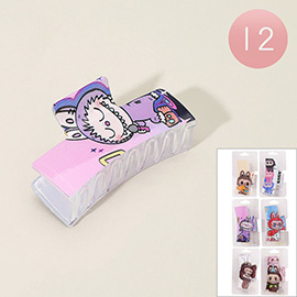 12PCS - Monster Bunny Character Printed Hair Claw Clips