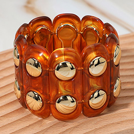 Chunky Wide Marbled Resin Dome Stretch Bracelet