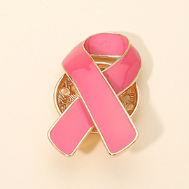 Enamel Pink Ribbon Magnetic Brooch