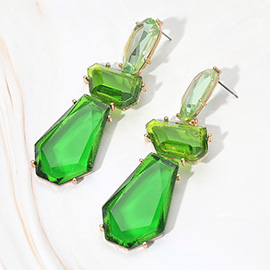 Geometric Three Stone Cluster Drop Earrings