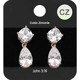 Teardrop CZ Stone Cluster Dangle Evening Earrings
