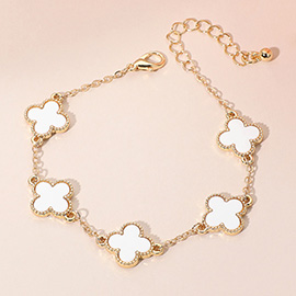 Gold Dipped Quatrefoil Link Chain Bracelet
