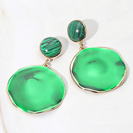 Abstract Enamel Round Plate Dangle Statement Earrings