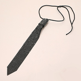 Crystal Embellished Adjustable Tie Necklace