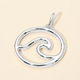 Metal Wave Circle Pendant Charm