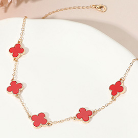 Gold Quatrefoil Link Chain Necklace
