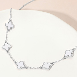 Silver Dipped Quatrefoil Link Chain Necklace
