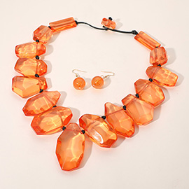 Multi Shaped Acrylic Rock Beaded Statement Necklace