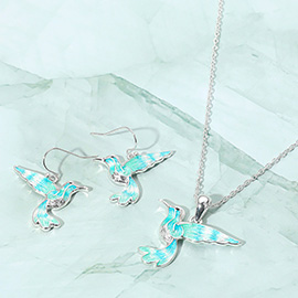 Enamel Hummingbird Pendant Necklace