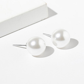 White Gold Dipped Swarovski Pearl Stud Earrings