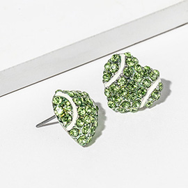 Tennis Crystal Pave Heart Stud Earrings