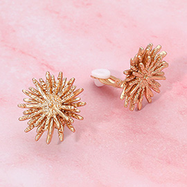Textured Metal Spike Clip On Earrings
