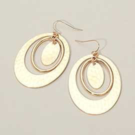 Hammered Metal Triple Oval Dangle Earrings