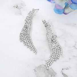 CZ Stone Tassel Drop Evening Earrings