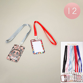 12PCS - Monster Bunny Printed Lanyard ID Holders