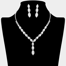 Marquise CZ Cluster Embellished Y Shape Necklace