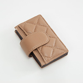 Quilted Faux Leather Snap Closure Card Holder Wallet