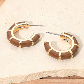 Enamel Bamboo Hoop Earrings