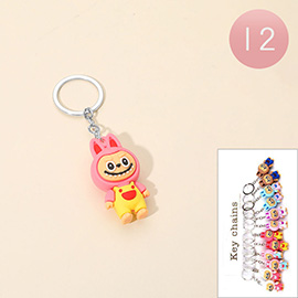 12PCS - Monster Bunny Character Figure Keychains