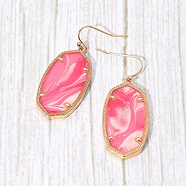 Hexagon Resin Frame Dangle Earrings