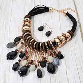 Bold Cascading Resin Beads Embellished Statement Necklace