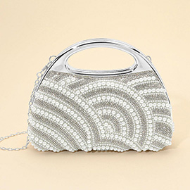 Pearl Rhinestone Embellished Evening Clutch Crossbody Bag