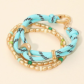 3PCS - Layered Beaded Rope Bracelets