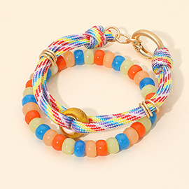 2PCS - Rainbow Beaded Stretch Rope Bracelets