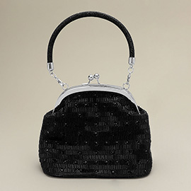 Elegant Rhinestone Embellished Top Handle Evening Crossbody Bag