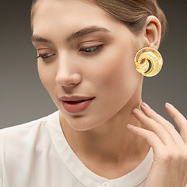 Bold Textured Metal Swirl Earrings