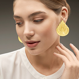 Bold Sculpted Metal Teardrop Earrings