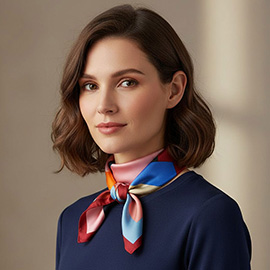 Bold Abstract Floral Pattern Printed Square Silky Satin Bandana Scarf