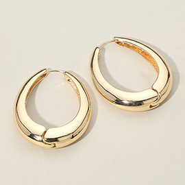 Gold Dipped Chunky Oval Huggie Hoop Earrings