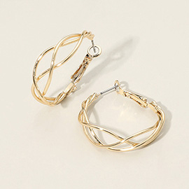 Gold Dipped Open Crossover Twisted Hoop Earrings