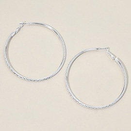 Silver Dipped Textured Hoop Earrings