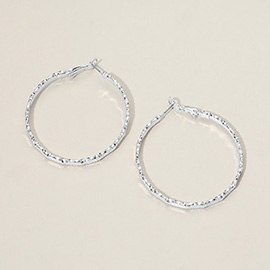 Silver Dipped Textured Hoop Earrings