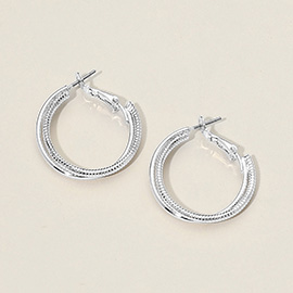 Silver Dipped Textured Layered Hoop Earrings