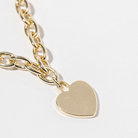 Gold Dipped Chunky Chain Heart Pendant Necklace