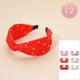 12PCS - Heart Pattern Knot Headbands
