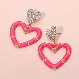 Thread Wrapped Open Heart Drop Dangle Earrings